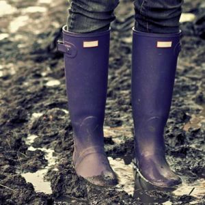 muddy wellies that need dried