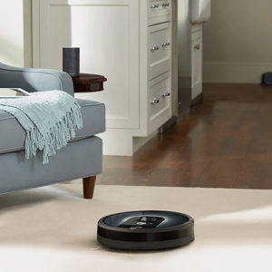 Roomba cleaning living room