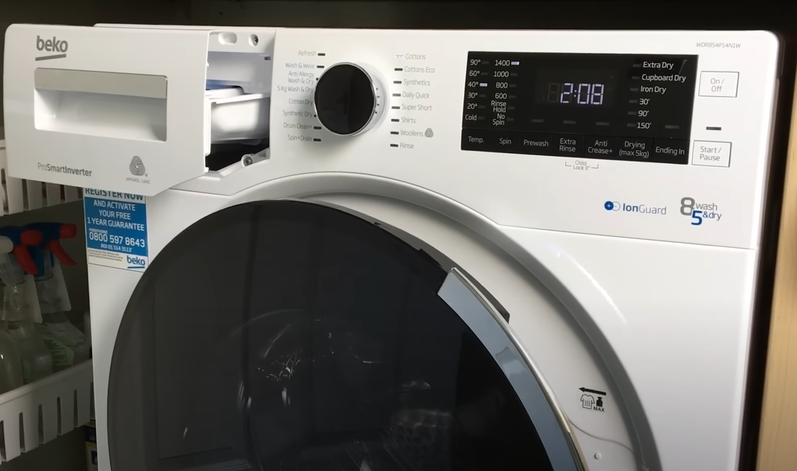 Beko Washer Dryer with the soap tray open