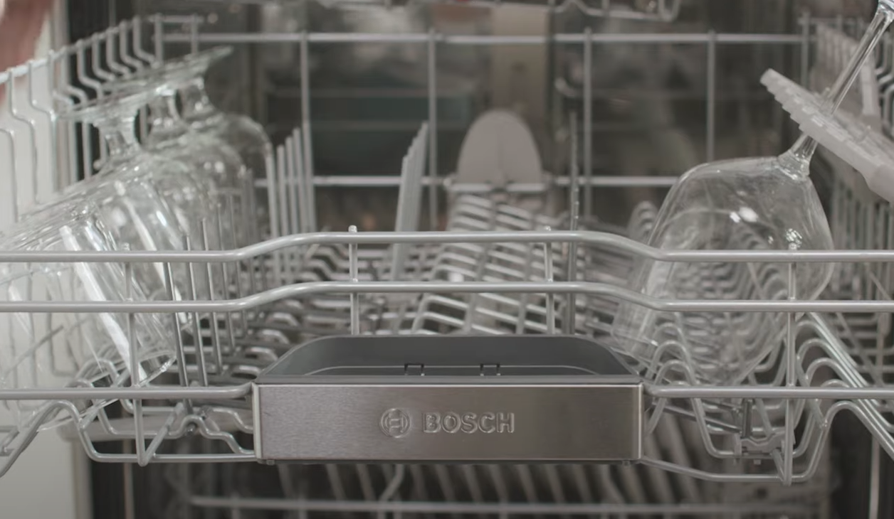 Bosch Dishwasher open tray with utensils