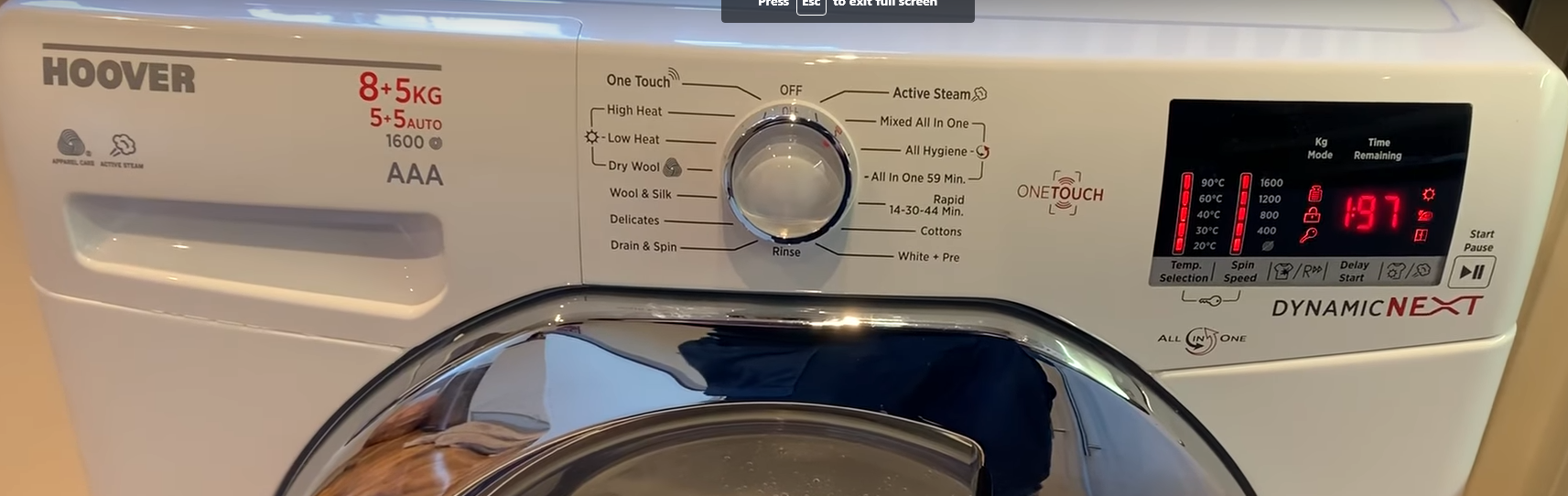 Hoover Washing Machine with control panel
