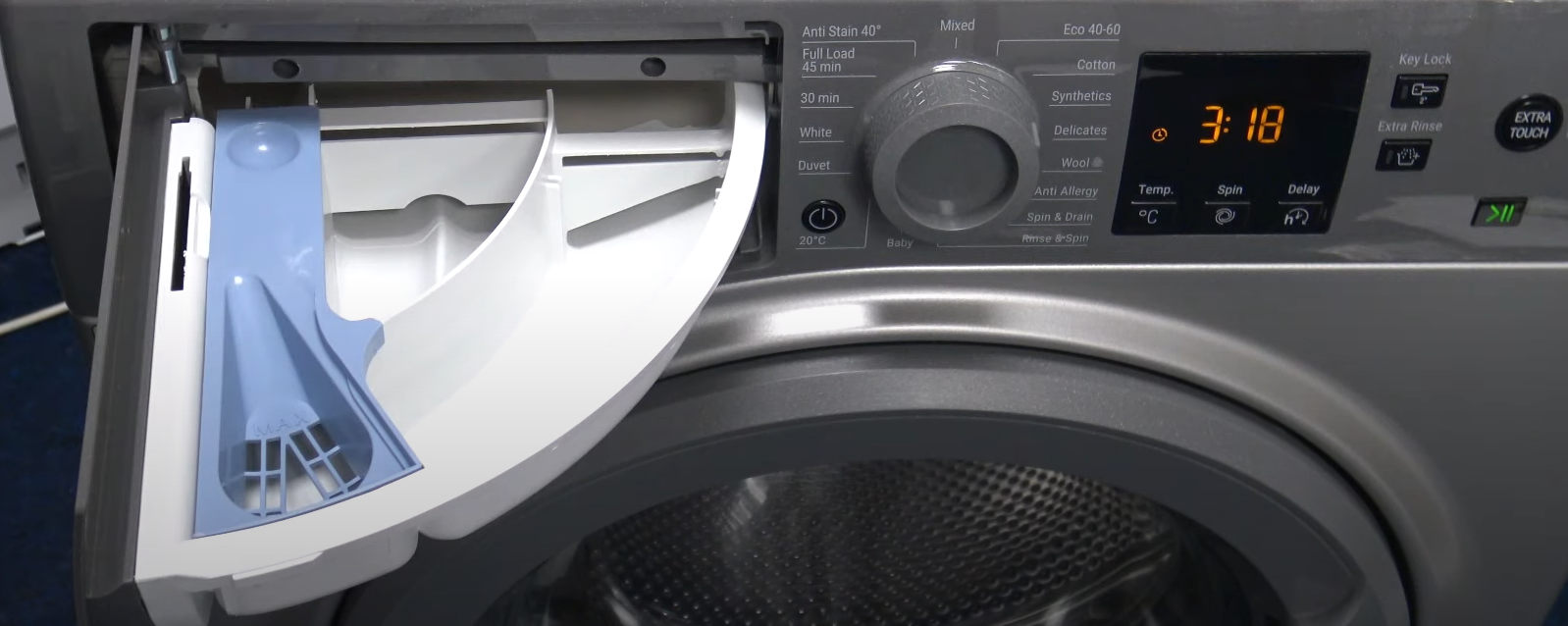 Hotpoint Washing Machine with soap tray open