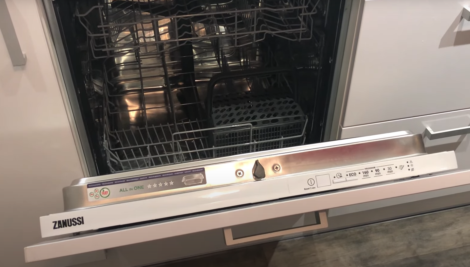 Zanussi Dishwasher with the door opened